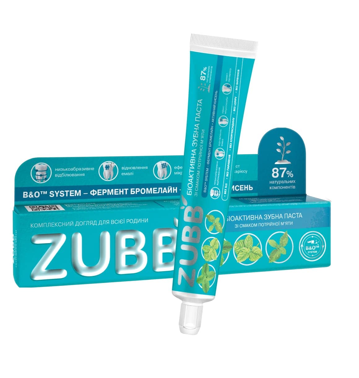 Біоактивна зубна паста ZUBB зі смаком потрійної м’яти, 90г.